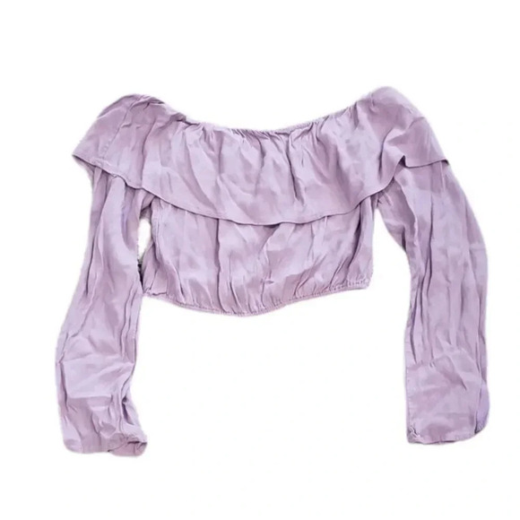 Silence + Noise Purple Off Shoulder Crop Top M - Picture 2 of 5